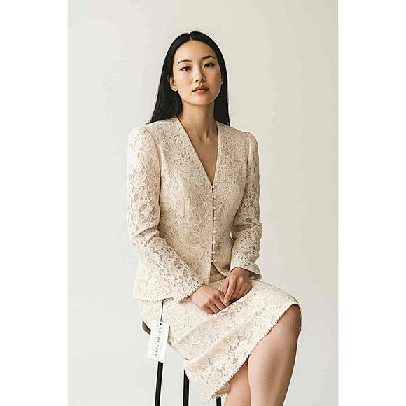 Vintage Scott McClintock NWT Ivory Lace Skirt Suit Set 2-Piece Size 6 Made USA - Picture 2 of 7